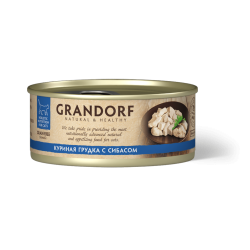 GRANDORF Консервы для кошек, куриная грудка с сибасом в бульоне , 70 г