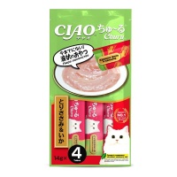 INABA CIAO крем-лакомство для кошек Churu пюре Куриное филе и кальмар, 14 г х 4 шт