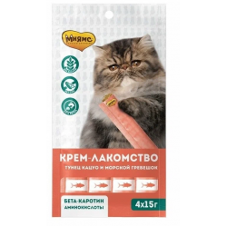 Мнямс крем-лакомство для кошек, тунец кацуо и морской гребешок 4 шт