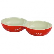 Миска Nobby Cat керамика с рисунком красная двойная