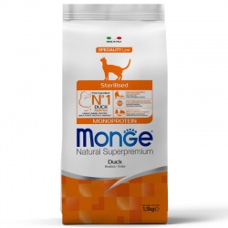 Monge Cat Monoprotein Sterilised Duck корм для стерилизованных кошек с уткой 1,5кг+В ПОДАРОК беззерновой корм из тунца для стерилизованных кошек 1,5кг