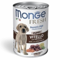 Monge Dog Fresh Chunks in Loaf консервы для щенков мясной рулет телятина с овощами 400г