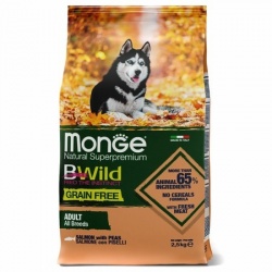 Monge Dog BWild GRAIN FREE беззерновой корм из лосося для взрослых собак всех пород