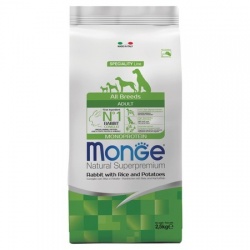 Monge Dog Monoprotein корм для собак всех пород кролик с рисом и картофелем