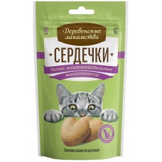 Деревенские лакомства. для кош. Сердечки баланс жизненнонеобходимых микроэл-в, 30г