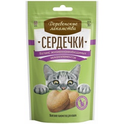 Деревенские лакомства. для кош. Сердечки баланс жизненнонеобходимых микроэл-в, 30г