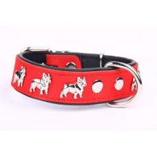 ZOOLESZCZ Ошейник для собак "French Bulldog", красно-черный