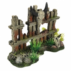 AQUA DELLA Декорация для аквариума "Череп с рогами на ограде", коричневый, 19,2x7,5x13,5см