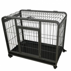 DUVO+ Клетка на колесах для животных до 20кг "Heavy Duty Crate", две двери, 79х53х61см, черная