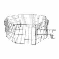 DUVO+ Манеж для собак металлический с дверью, 60х60 (D150см), черный