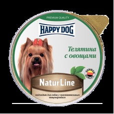 ХэппиДог Natur Line Паштет для собак, Телятина с овощами, ламистер 0,125 кг 72250