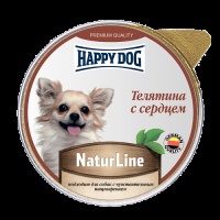 ХэппиДог Natur Line Паштет для собак, Телятина с сердцем, ламистер 0,125 кг 72251