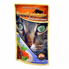 "Ночной Охотник" для кошек 100г желе Мясн.ассорти паучи