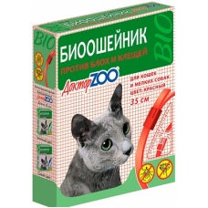 Ошейник БИО Доктор Зоо от блох для кошек и мелк.собак, 35см, красный