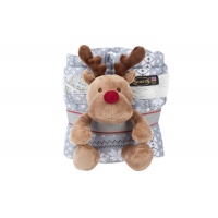 SCRUFFS Одеяло для животных с игрушкой, бело-серое, 110x72,5