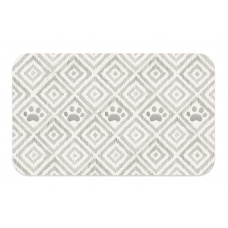 TARHONG Коврик под миски "Paw Ikat", бежевая с лапками, 48х29см
