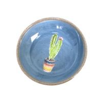 TARHONG Миска для животных "Cactus", голубая с рисунком, 13х13х2,8см (180мл)