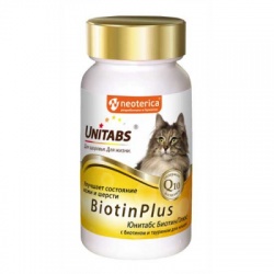 ЮНИТАБС BiotinPlus с Q10 Витамины для кошек 120таб. U301