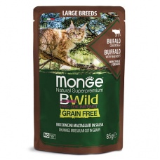 Monge Cat BWild GRAIN FREE паучи из мяса буйвола с овощами для кошек крупных пород 85г