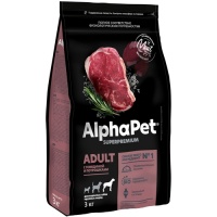 AlphaPet сухой корм для взр. собак кр. пород с Говядиной и потрошками