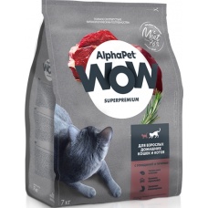 AlphaPet WOW сухой корм для взрослых домашних кошек с Говядиной и печенью