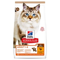 Беззлаковый сухой корм Hill's Science Plan для взрослых кошек, с курицей, 1.5 кг