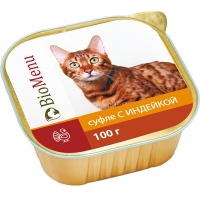 BioMenu консервы для кошек суфле с Индейкой