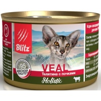Blitz Holisticконсервы для кошек мясной паштет Телятина с почками, 200 г