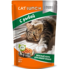 Cat Lunch пауч для кошек кусочки в желе с Рыбой