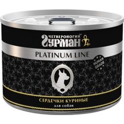 Четвероногий Гурман Platinum консервы для собак Сердечки куриные