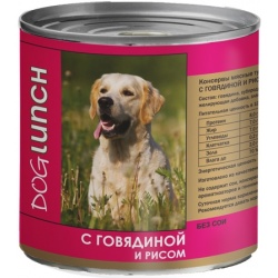 Dog Lunch консервы для собак Говядина с рисом в желе