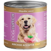 Dog Lunch консервы для собак Мясное ассорти в соусе