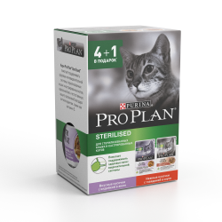 Pro Plan Pouch консервы для стерилизованных /кастр. кошек индейка говядина PROMO 4+1