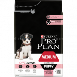 Pro Plan сухой корм для щенков ср.пород с чувст.кожей лосось