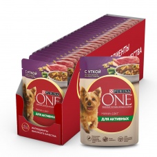 Purina One Mini консервы для активных собак утка паста фасоль